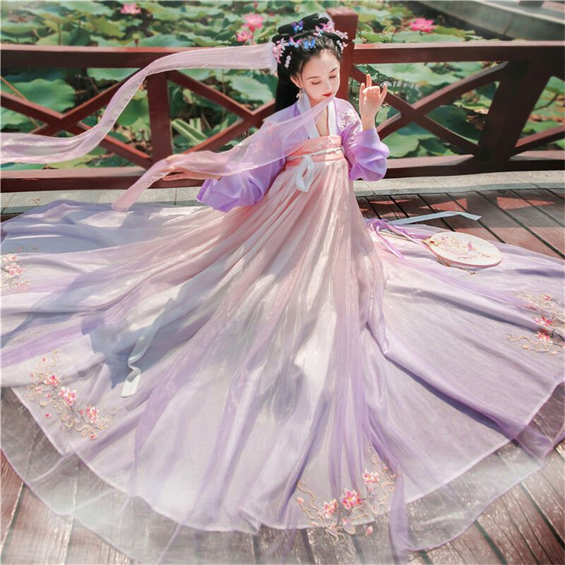 女性のための伝統的なドレス,漢服プリンセスコスチューム,エレガントなスカート,ピンクと緑の服,古い中国のステージのコスプレ