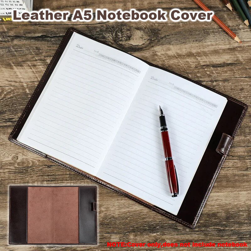 Crazy Horse Genuine Leather A5 Laptop Notebook Cover For Journal Notebook with Pen Holder School Office Supplies Stationary