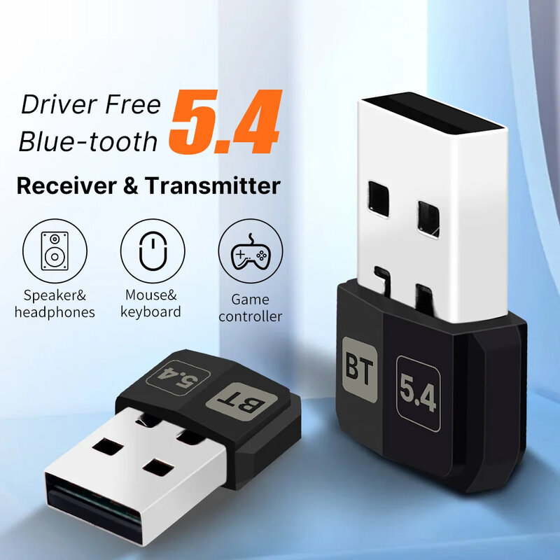 Adaptor USB Bluetooth 5.4, Dongle penerima pemancar nirkabel untuk PC, Laptop, Keyboard, Speaker Audio nirkabel