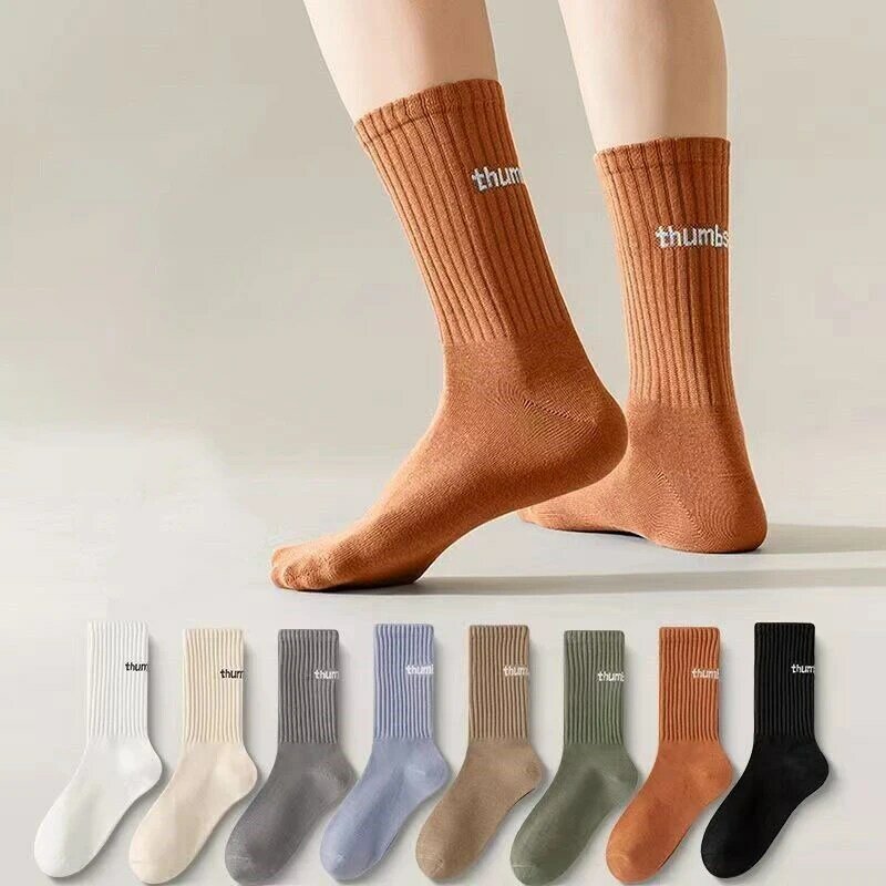 Носки до середины икры в студенческом стиле, износостойкие толстые носки, мужские и женские спортивные носки на осень и зиму