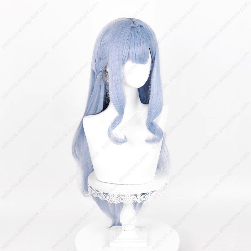 Peluca de Cosplay de Anime Togawa Sakiko, pelo sintético resistente al calor, azul plateado, 85cm de largo