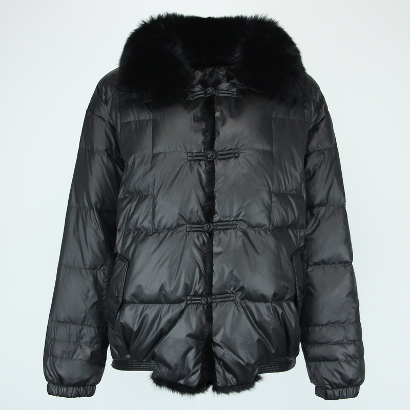 Женская куртка на утином пуху, Толстая теплая Свободная куртка с воротником из натурального меха норки, верхняя одежда, зима 2024