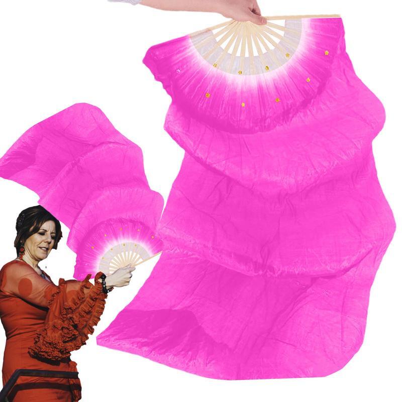 Abanicos de seda para danza del vientre, velos plegables de 1,8 metros de largo con costillas gruesas, coloridos y hermosos suministros para bailar