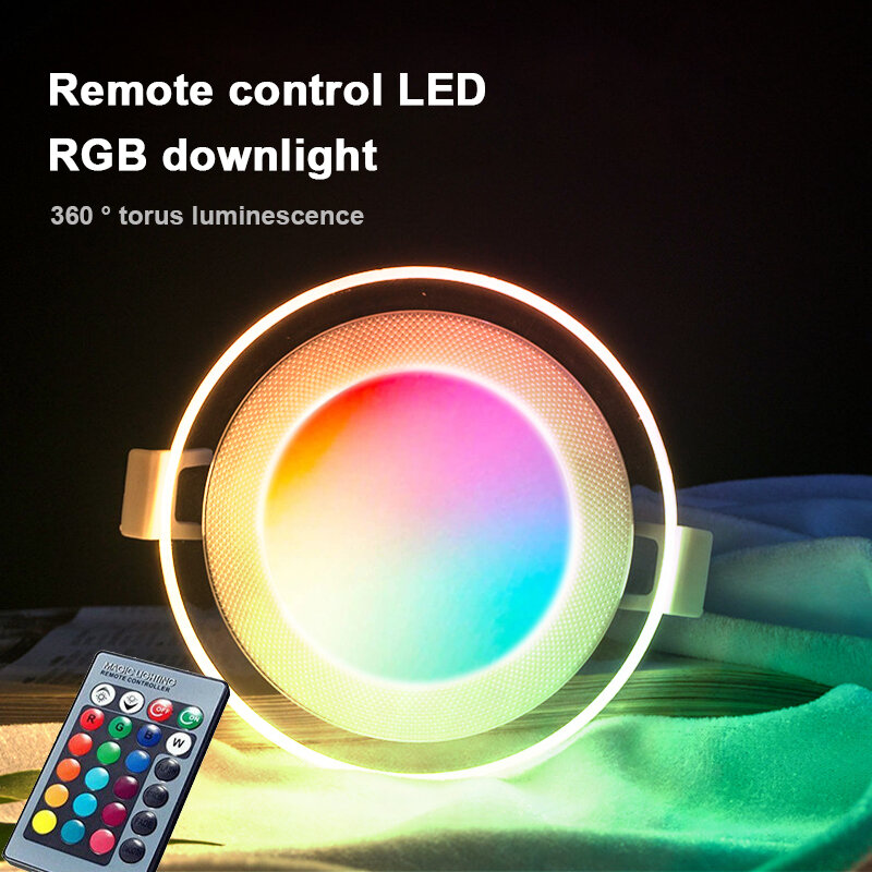 LED รอบ5W 7W 10W 3ชุด LED โคมไฟคู่สีดาวน์ไลท์ RGB และสีขาว/Warm เพดานพร้อมรีโมทคอนโทรล