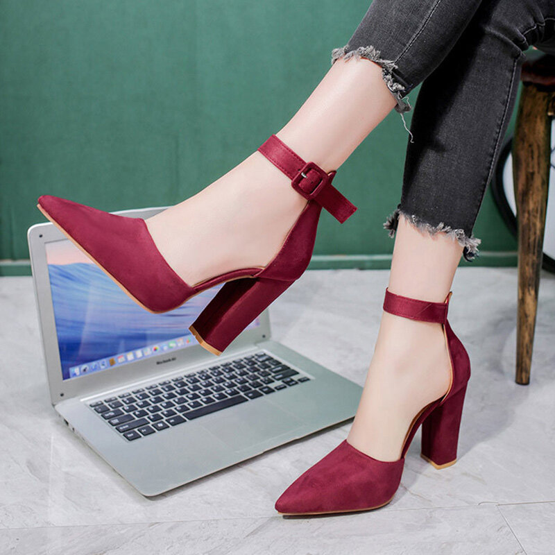 Fashion Ladies High Heels Female Zapatos Mujer Pointed Toe Pumps Women Shoes Woman Party Ankle Strap Pumps 2023 Summer Sandals