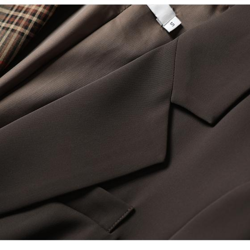 Damen bekleidung Vintage britischen Stil Blazer Frühling Herbst 2023 Neuankömmling Modedesign Patchwork Plaid schlanken Anzug Mantel