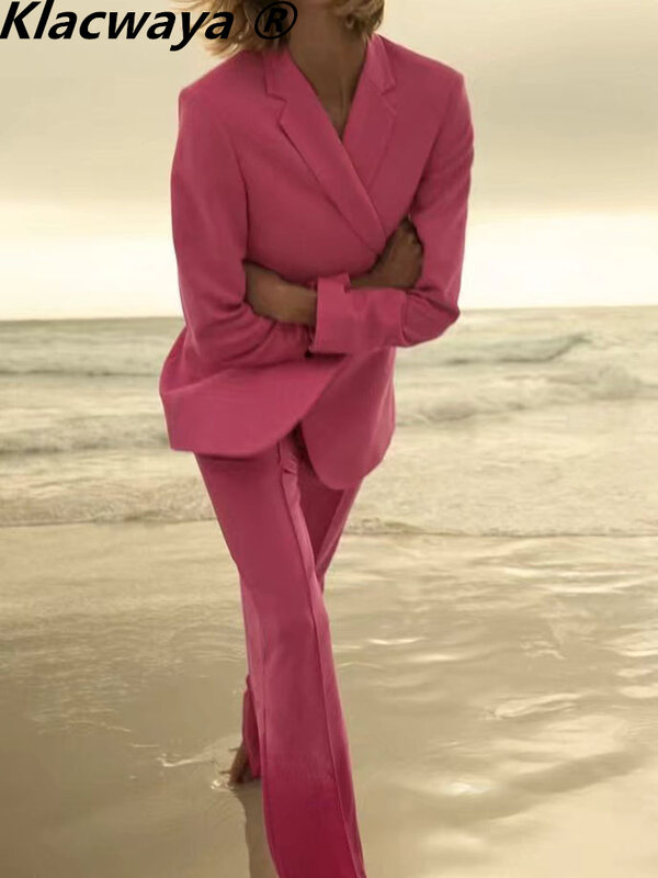 Женский костюм Klacwaya из блейзера и брюк, Женский костюм из 2 предметов, костюм для женщин 2022, Женский офисный костюм