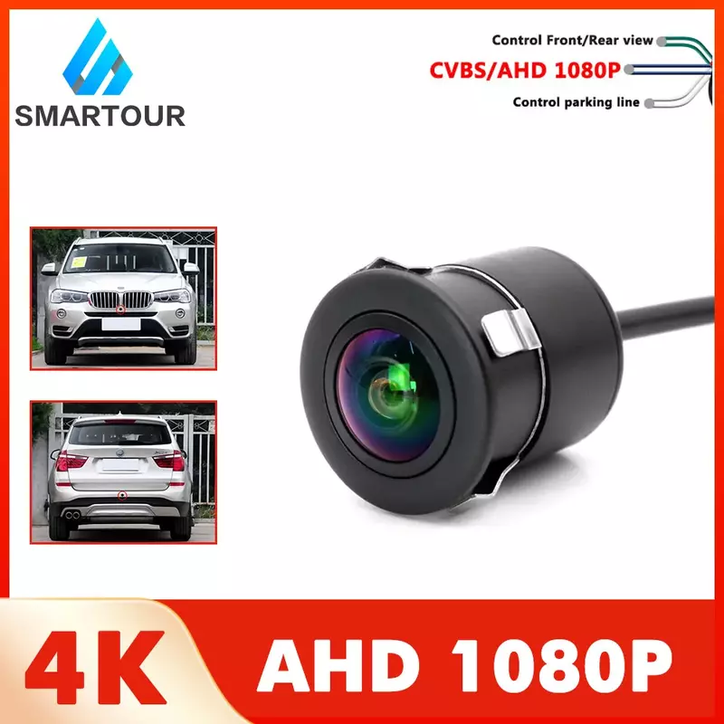 Smartour-AHD Câmera de visão traseira do carro, Perfuração Universal, 18.5mm, CCD, 180 Graus, HD, Visão Noturna, Invertendo, Estacionamento, 1080P