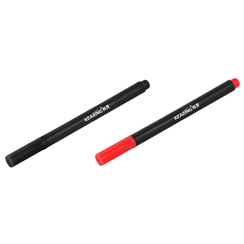 2Pcs Fabric Marker Pens Permanent Colors For Diy Textile Clothes T-Shirt Shoes - Red & Black