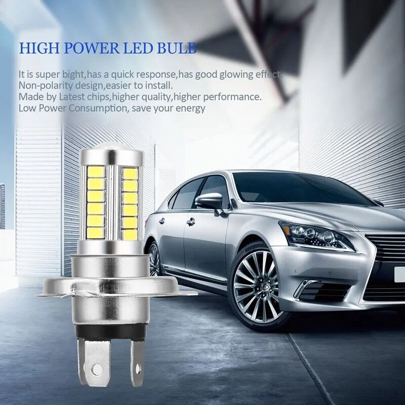Ampoule LED blanche super brillante pour voiture, source de lumière de sauna, feux de circulation diurnes DRL, lampe LED, 12V, 8W, Wagon, H4 33SMD 5630