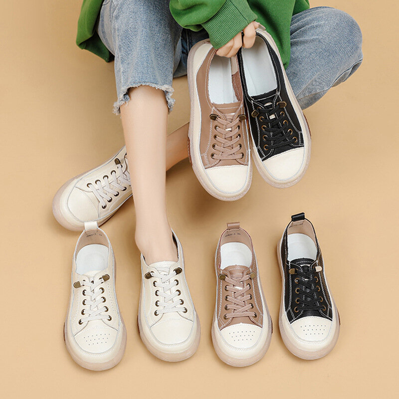 รองเท้าส้นเตี้ยมีรูสำหรับผู้หญิง, รองเท้าลำลองสวมใส่สบายรองเท้าสลิปออน2024ใหม่ฤดูใบไม้ผลิและฤดูร้อน