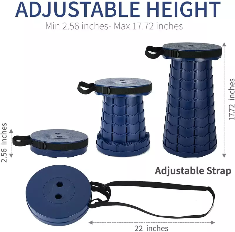 Telescoping Stool,Portable Collapsible Stool More Capacity 440Ib,Retractable Camping Stool Adjustable Folding Stool for Outdoor