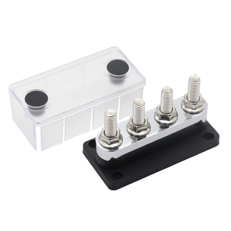 50LC Terminal Bus Bar Ground Power Distribution Terminal Block Bus Bar with Cover for Auto Marine Car Pickup Trailer RV Boat