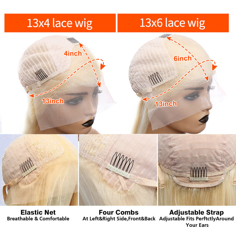 Wiginner-Peluca de cabello humano liso de 30 y 40 pulgadas, postizo de encaje Frontal, color rubio miel, 613, 13x6, HD