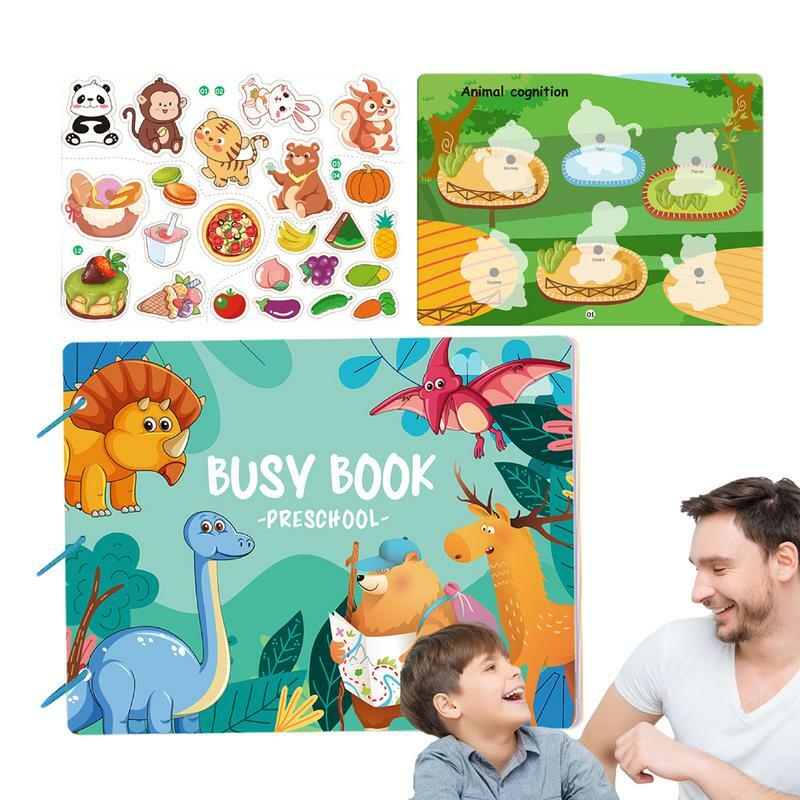 Buku belajar sibuk buku stiker anak-anak dapat digunakan kembali dengan keterampilan hidup tema kognitif sensorik pendidikan prasekolah mainan Montessori