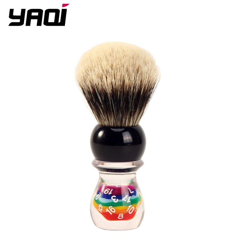 Yaqi-dados de la suerte para hombre, dos bandas de pelo de tejón, soporte para brocha de afeitar, 26mm
