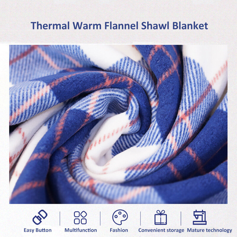 New Arrival Plaid Pattern Multifunction Thermal Warm Flannel Shawl Blanket