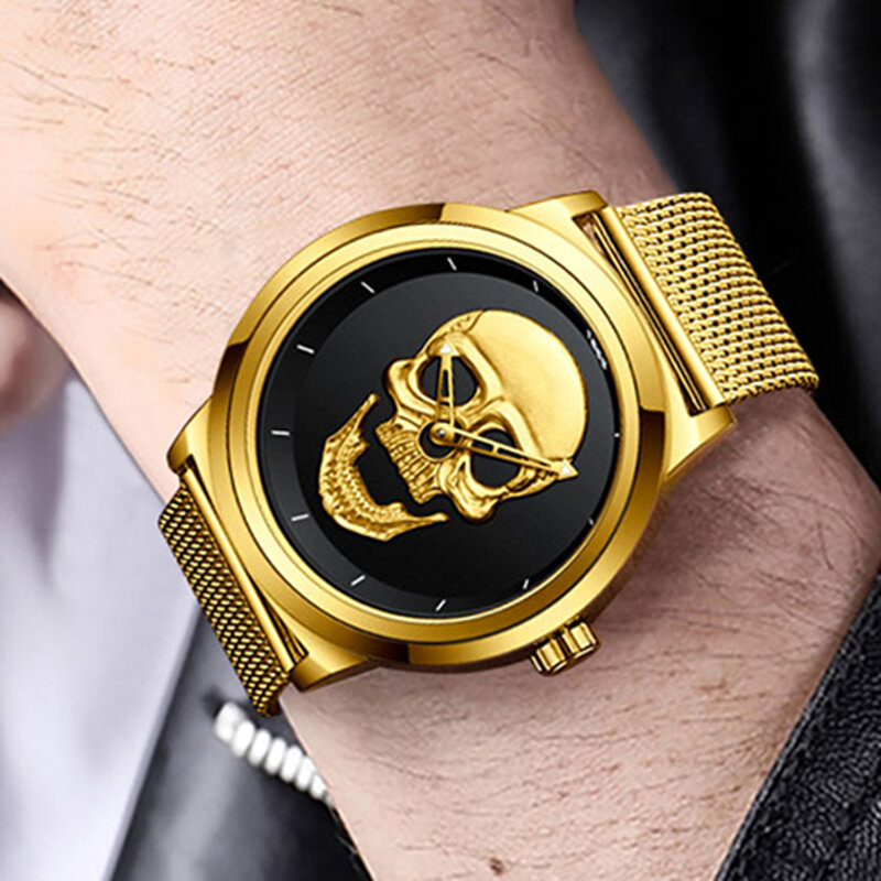 LIGE Men’s Watches Top Brand Big Sport Watch Luxury Men Military Steel Quartz Wrist Watches Gold Design Male Clock for Male+BOX