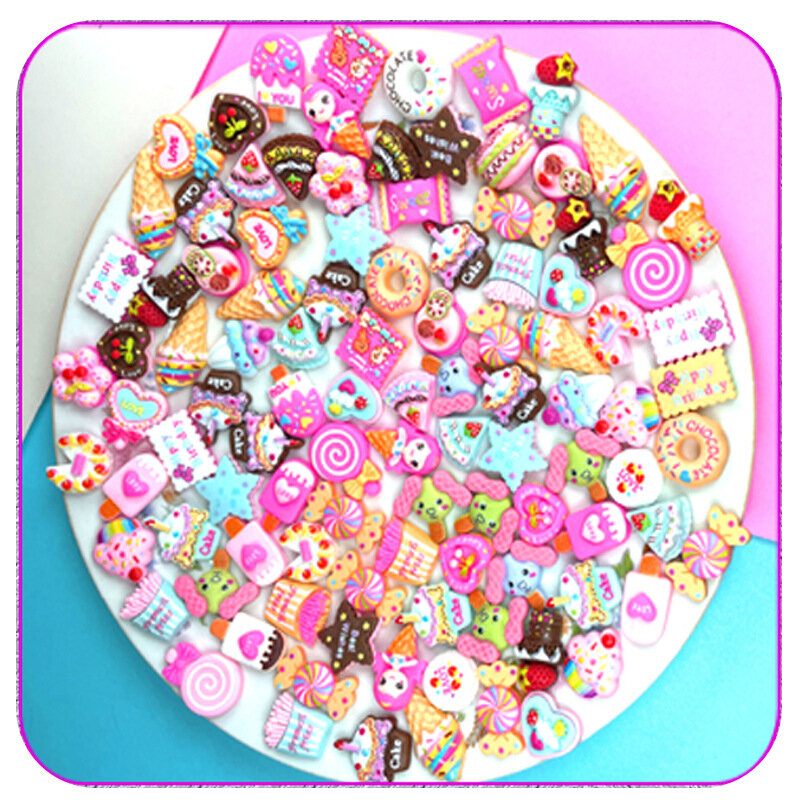 Resina Mini Candy Cartoon Series, Cabochons Kawaii, Scrapbooking DIY Jewelry, Acessórios de Decoração Artesanal, Novo, 20 Pcs, 50Pcs