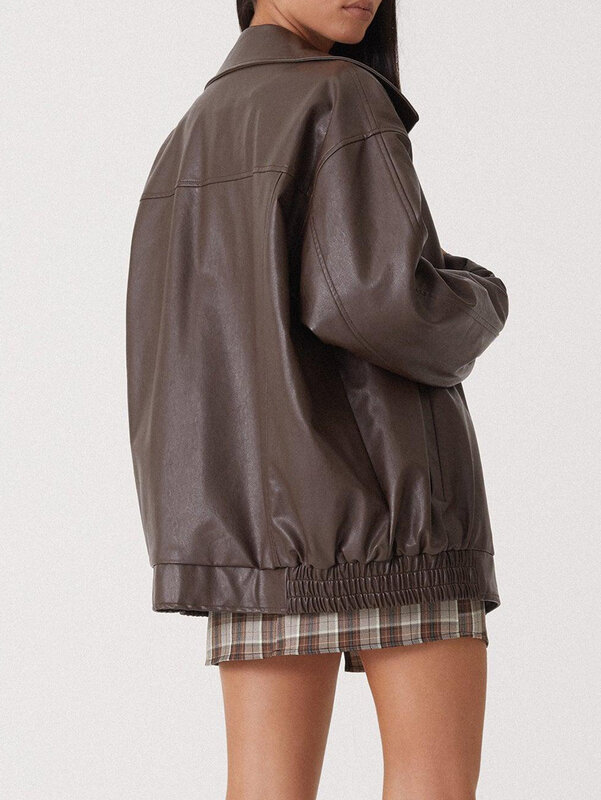 女性の人工皮革ジャケット,puレザー,オートバイのコート,ヨーロッパとアメリカのスタイル,su3564,秋,2024