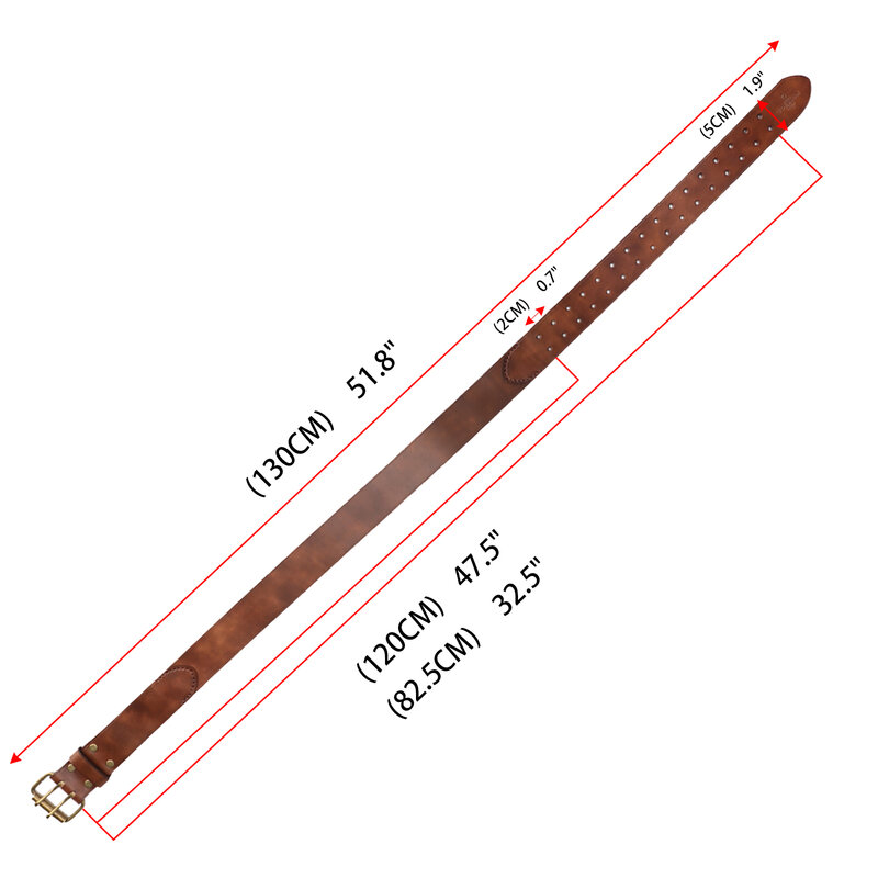 Tourbon gruby skórzany Heavy Duty paski narzędzia męskie paski warsztatowe pasy 82.5-120cm stolarz elektryk brązowy