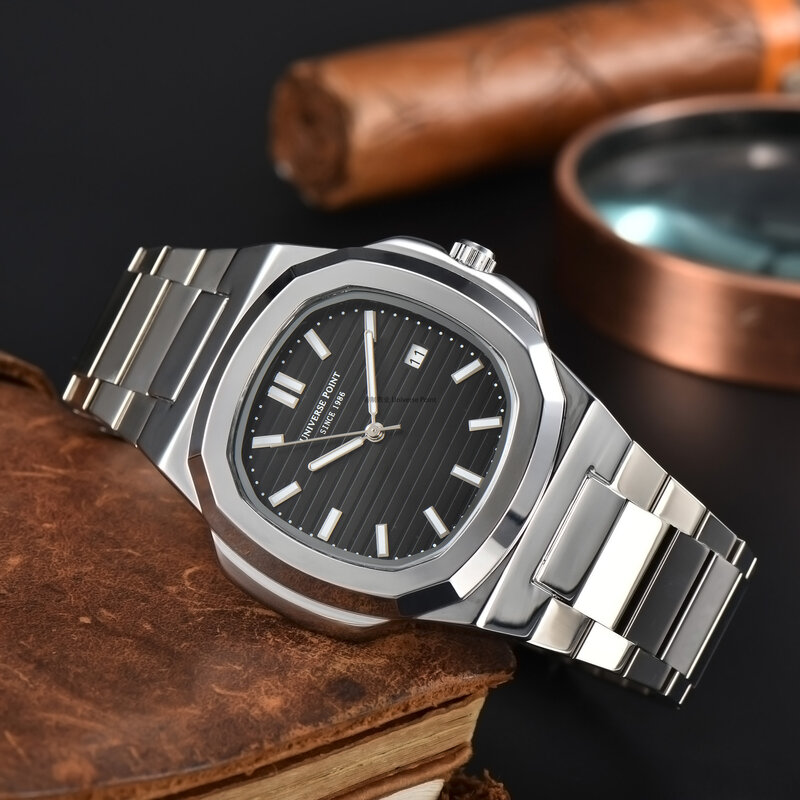 Relojes de cuarzo de acero inoxidable para hombre, pulsera de marca de lujo superior, de negocios