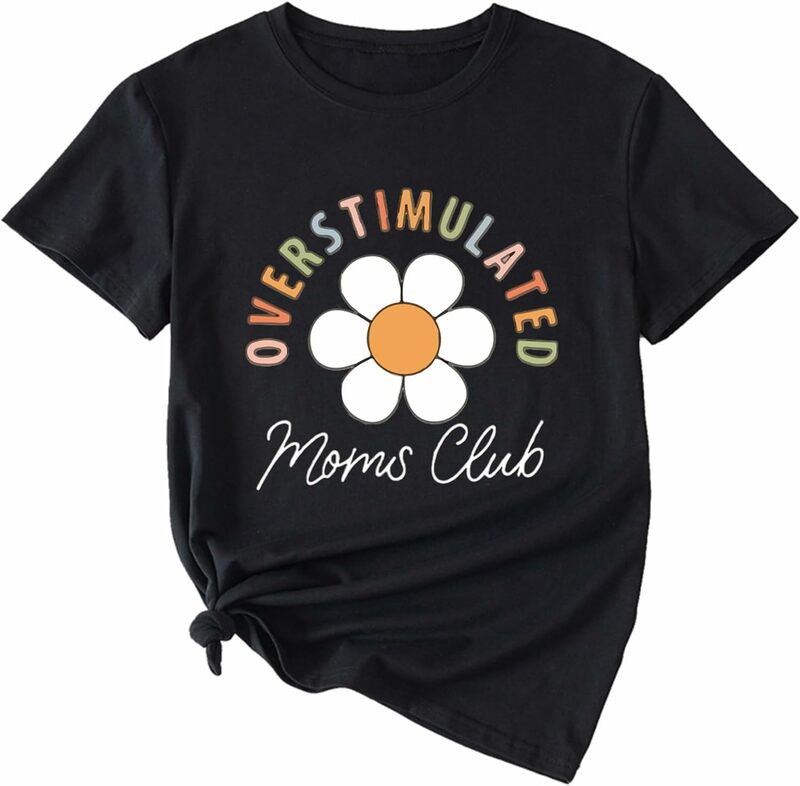 Overstimulated Moms Club Tee para Mulheres, Mama Camisa, Mama Camisas