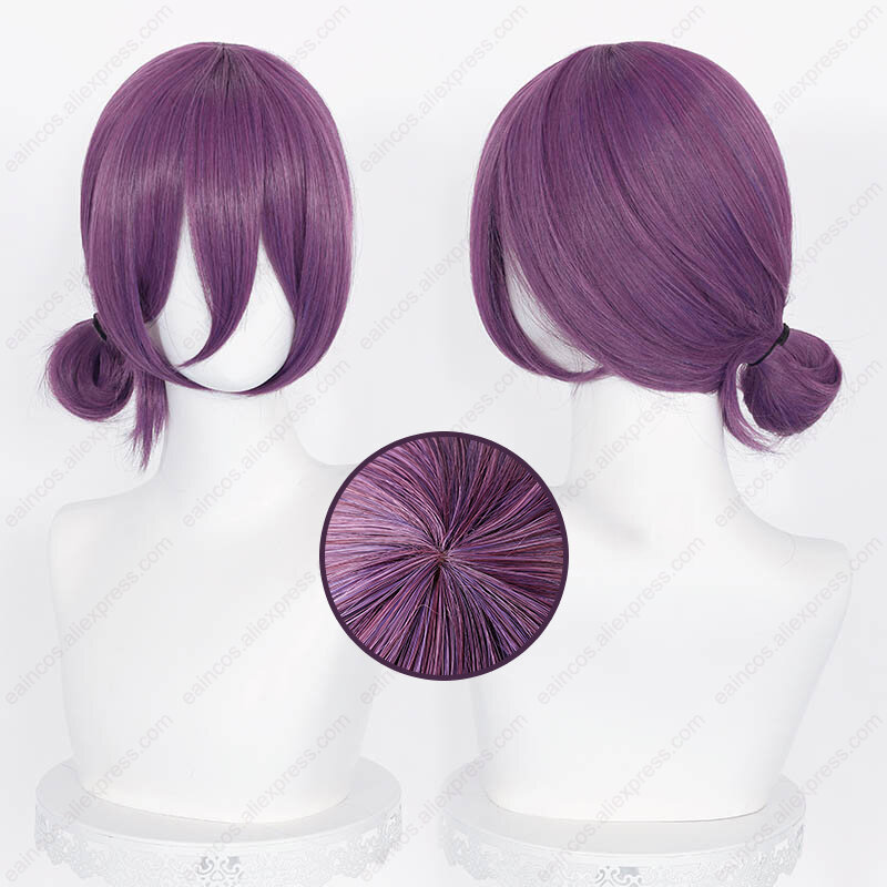 Парик для косплея аниме Reze, 45 см, фиолетовые разноцветные парики, термостойкие синтетические волосы