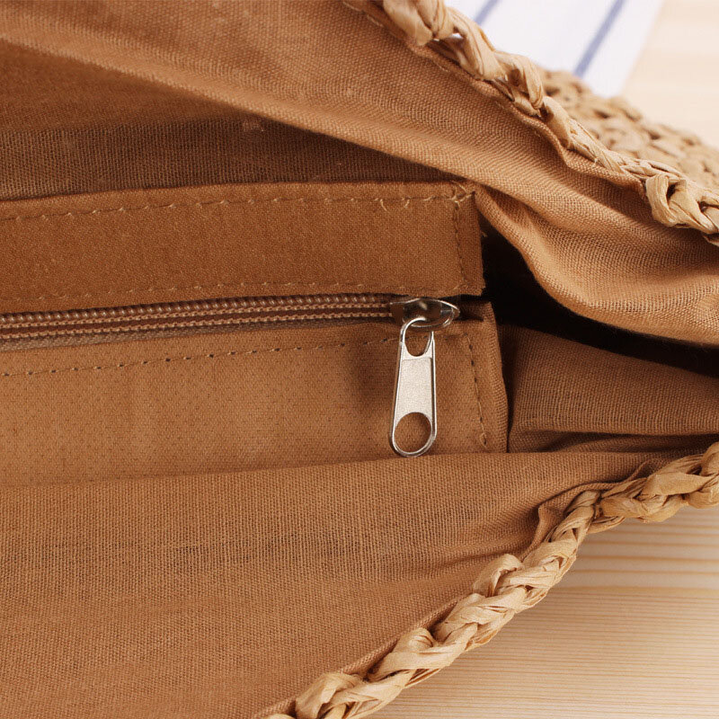 Novo simples redondo de um ombro saco de palha tecido saco de praia saco de moda feminina saco de palha