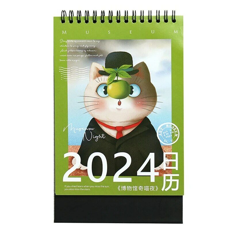 هريرة مكتب التقويم ، متحف القط ليلة الإبداعية Ins التقويم الزخرفية ، مكتب القرطاسية المدرسية ، 2024