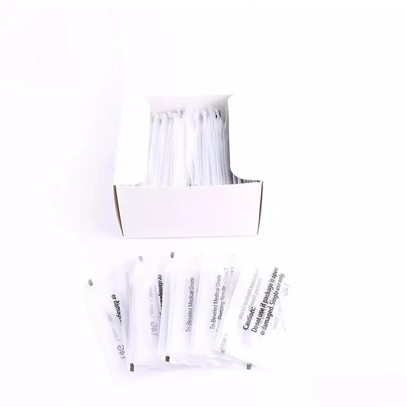 100PCS/Box Disposable 316 Steel Piercing Puncture Needles For Navel Nipple Ear Nose Lips Tattoo Supplies Kit Body Piercing Jewel