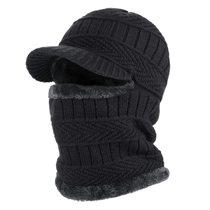 Bonnet en laine Skullies pour hommes et femmes, écharpe, cagoule, masque, bonnet, bonnets, chapeau, hiver
