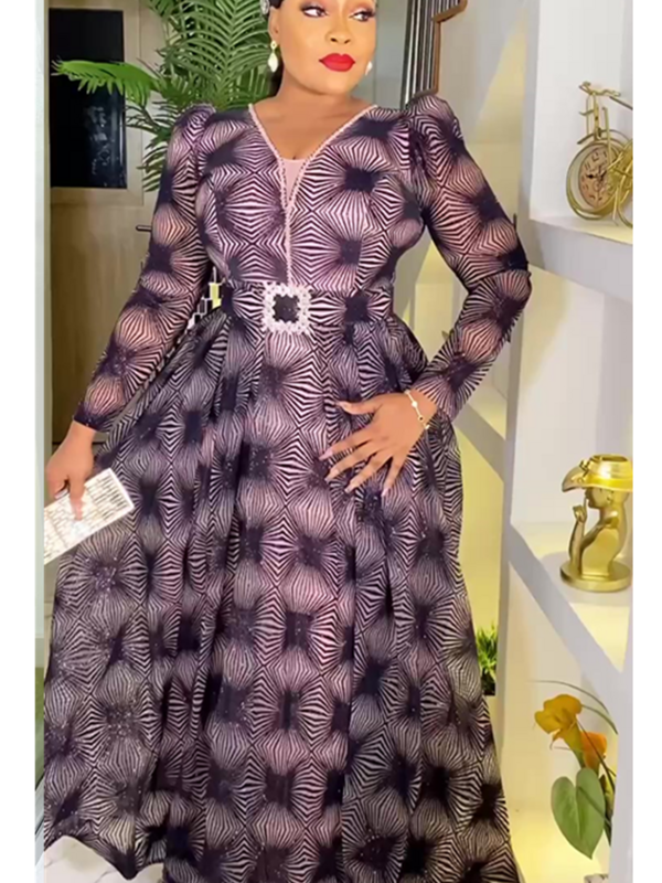 Gaun Afrika untuk wanita 2024 gaun Maxi cetak Muslim Turki elegan pakaian Afrika gaun panjang pesta malam ukuran Plus