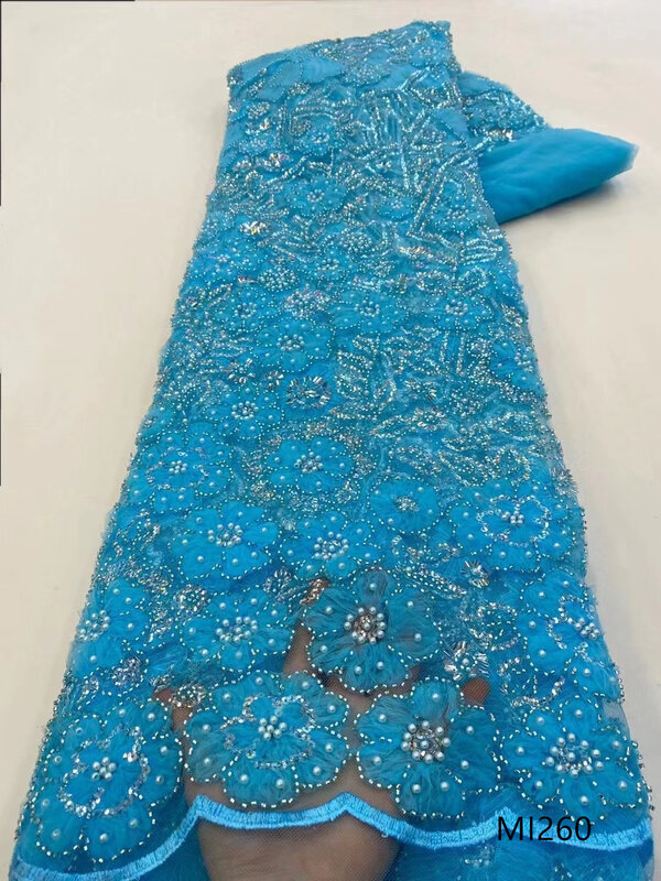 Payet bunga indah kain bordir, tabung mutiara bordir gaun pernikahan kain bordir, kain renda bordir