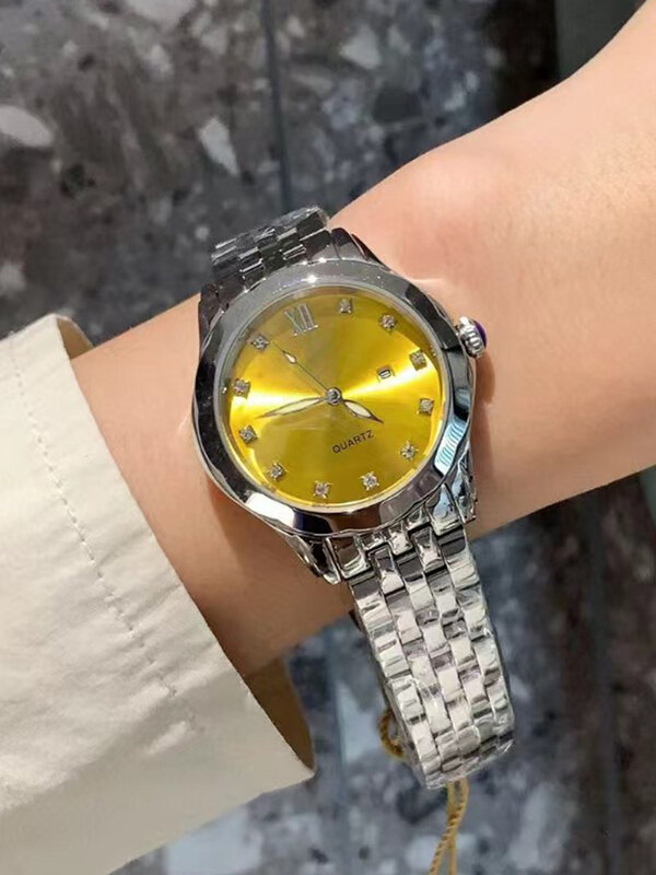 Designer 316 fine steel diamond one plated blue glass mirror quartz watch 2024 women's new watch fashion luxury belt watch