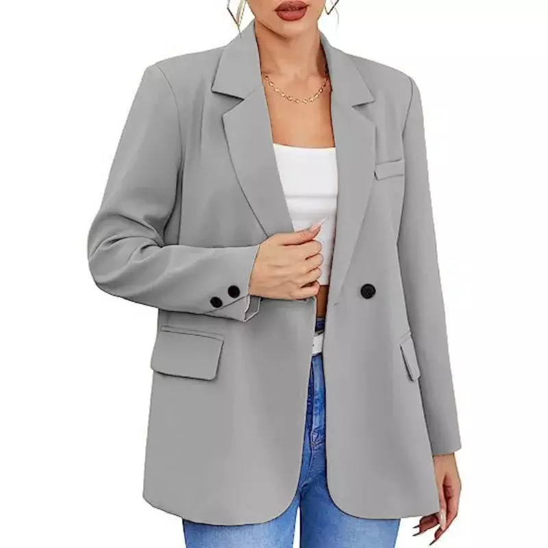Frauen Herbst Blazer einfarbig Revers Single Button Cardigan warme formale V-Ausschnitt plus Größe Büro Dame Business Anzug Mäntel S-5XL