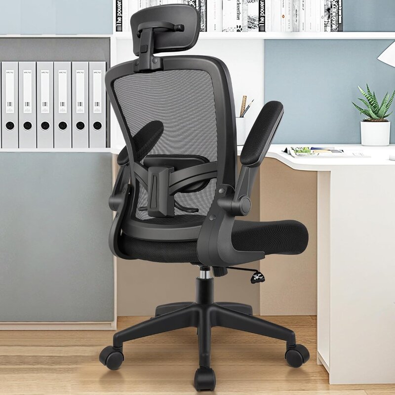 Office Chair, Headrest Desk Chair with Adjustable Lumbar Support, Home Office Swivel Task Chair with High Back and Armrest