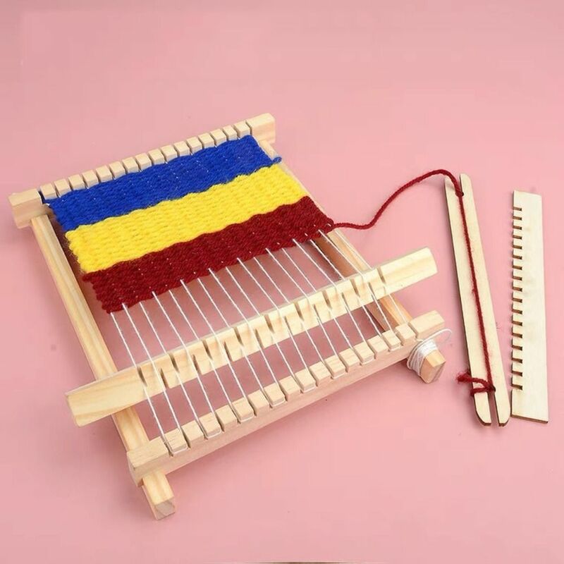Wooden Weaving Loom Starter Kit, Mini brinquedo de tecelagem DIY, máquina de costura, brinquedos domésticos, educacional caseiro