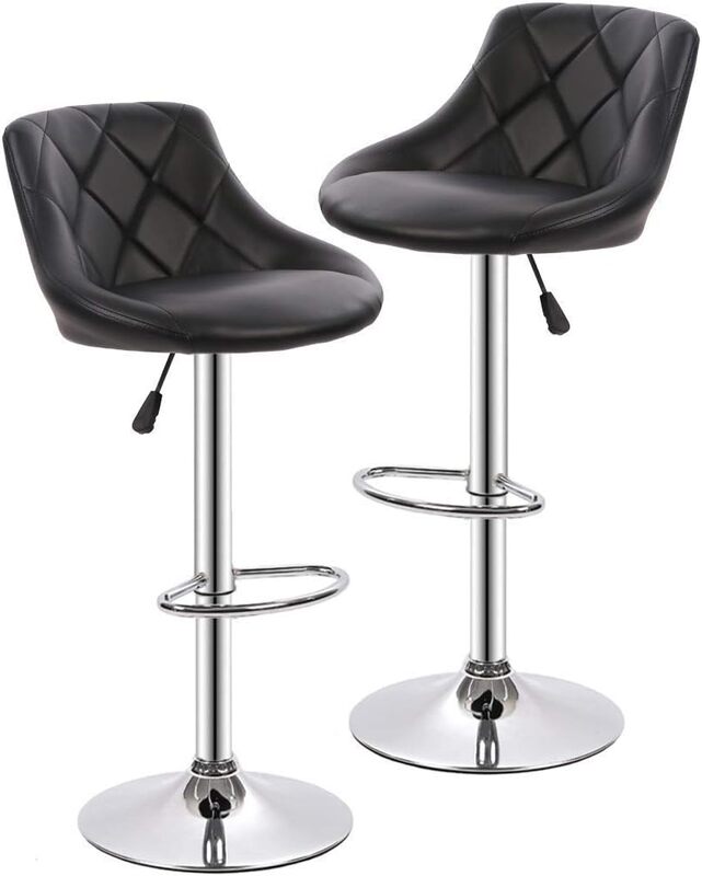 Bar Stools Set of 2 Barstools Swivel Stool Height Adjustable Bar Chairs with Back PU Leather Swivel Bar Stool Kitchen Counter