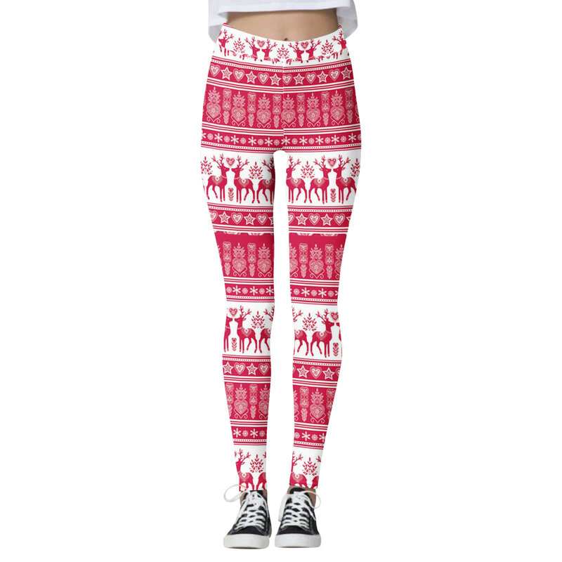 Leggings informales de cintura alta para mujer, pantalones de Yoga con estampado adelgazante, traje festivo de Navidad, invierno, 2024, 1 pieza