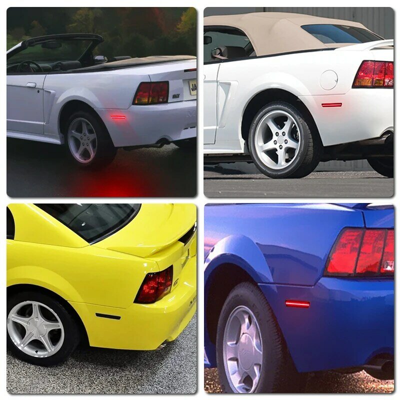 Для Ford Mustang 1999-2004, цвет дымчатого дерева, боковой габаритный фонарь, красный задний боковой фонарь