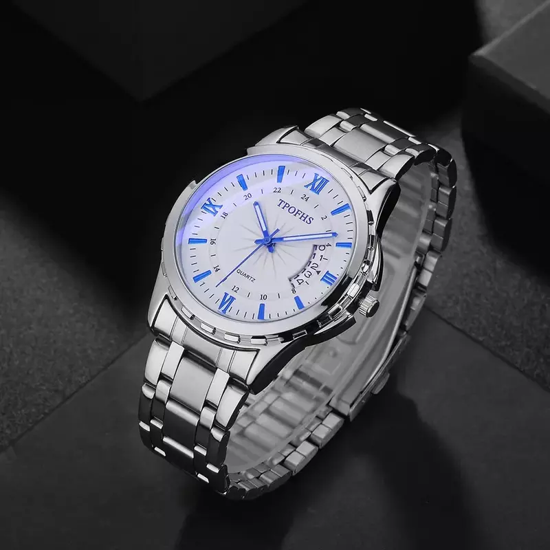 Мужские кварцевые часы, продажа, высокое качество, атмосферный синий календарь, профессиональный