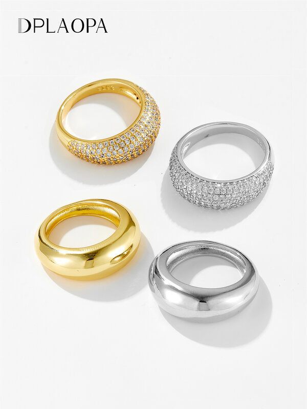 DPLAOPA-925 anel fino de prata esterlina para mulheres, anel cz de zircão pavimentar rock punk, joias duplas para festa, novo, 2021