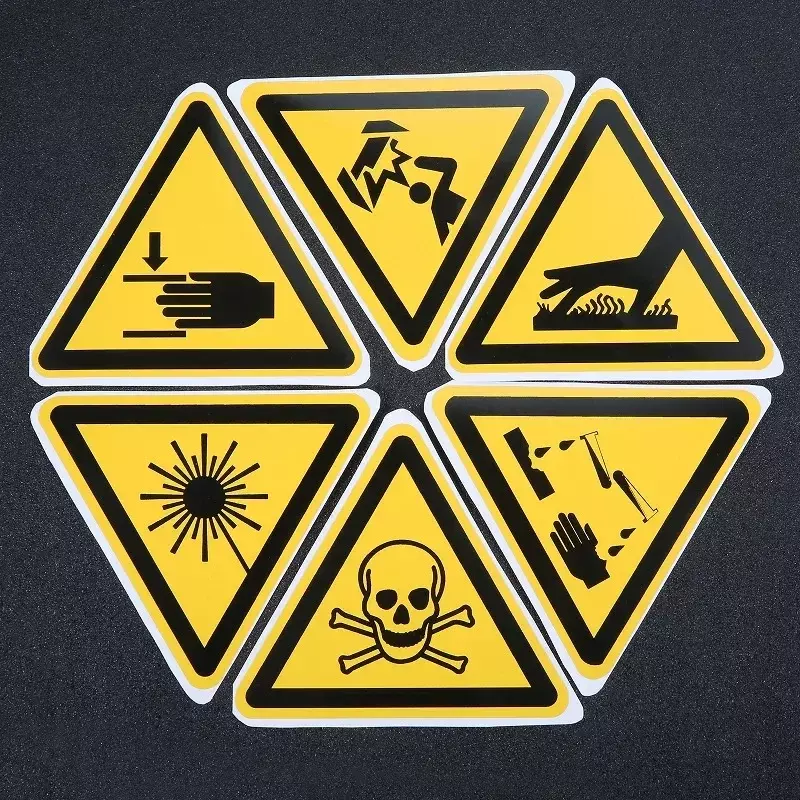 5 sztuk naklejki ostrzegawcze toksyczne/laserowe etykiety bezpieczeństwa wodoodporne olejoodporne odporne na rozdarcie etykiety ostrzegawcze naklejka ścienna