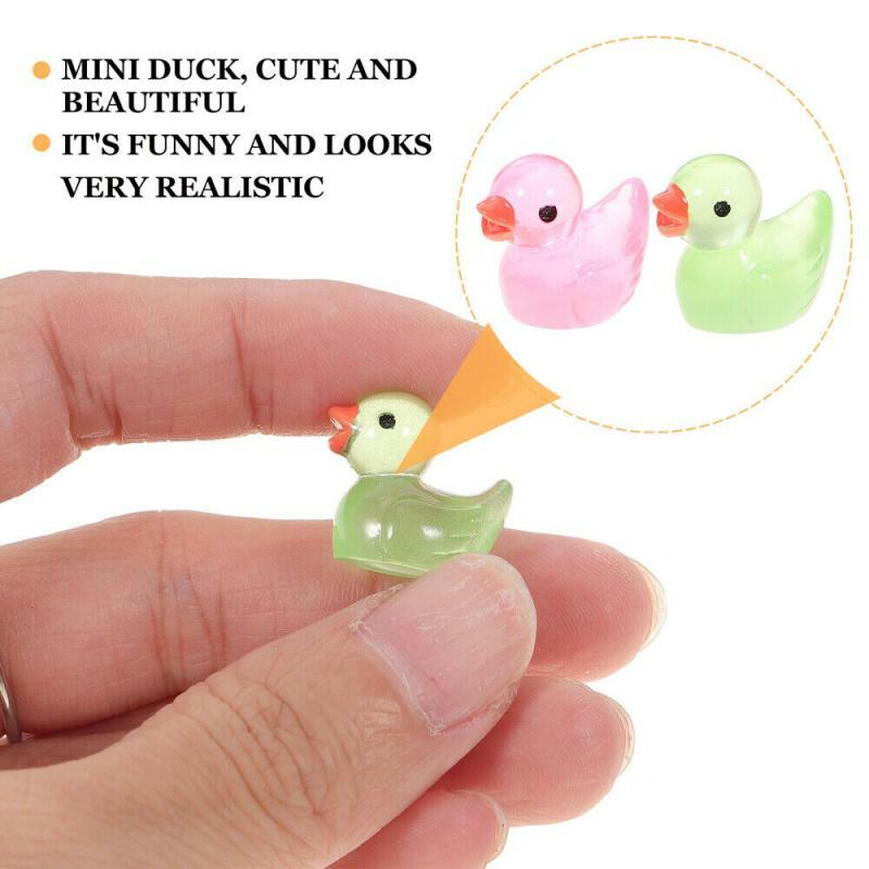 50/10Pcs Tiny Rubber Ducks Mini Duck Glow In The Dark Mini Resin Figure Miniature