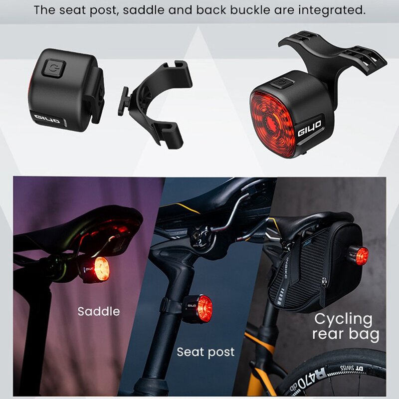 Новый велосипедный умный тормозной задний фонарь, задний фонарь с автоматическим датчиком торможения для горного и дорожного велосипеда, с аккумулятором стандарта IPX6, водонепроницаемый светодиодный предупреждающий фонарь