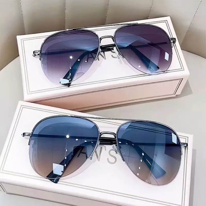 Óculos de sol gradiente anti-reflexo para homens, óculos de sol piloto grande, design UV400, sem caixa, moda