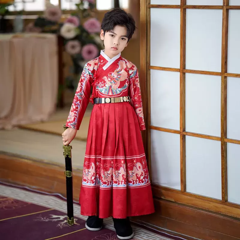Ropa antigua de estilo chino para niños, guardamanos reales originales, ropa de peces voladores, Hanfu, primavera y otoño