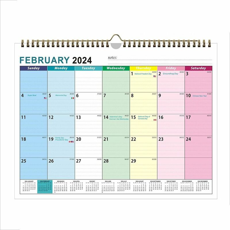 Harmonogram papierowy angielski list planowania na kalendarz ścienny rok 18 miesięcy wiszący planer January 2024- June 2025 kalendarz ścienny