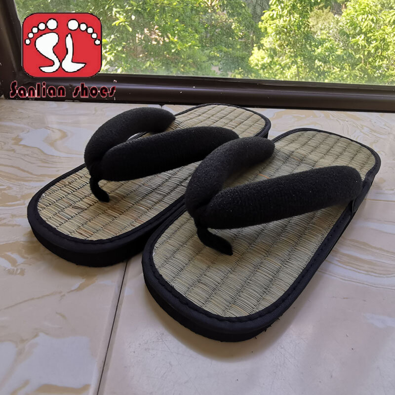 Bambù Japanenes scarpe per le donne casa Tatami pantofole piattaforma infradito di paglia sandali di vimini donna estate 2023 confortevole